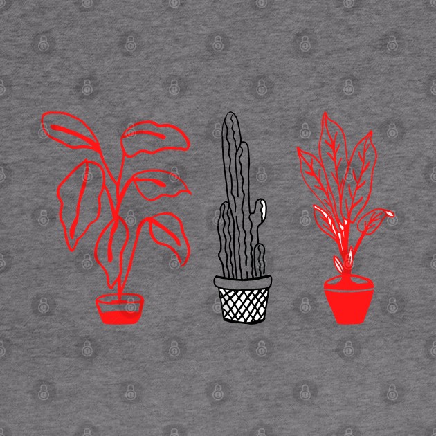 red black floral potted plant art by creatilory